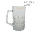 Etched Clear Beer Glass Cup Drinking 600ML Large Beer Mug Classic Style