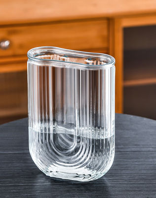 H18cm Modern Glass Vase Decor Flower Holder Centerpieces for Living Room Kitchen Office