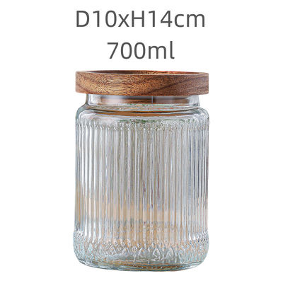 700ml Customizable Ribbed Glass Jars Transparent Silk Screen Logo Perfect for Gifts
