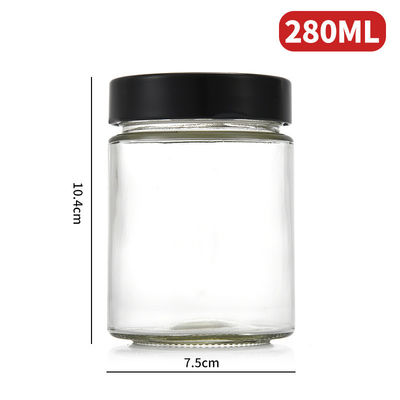 280ML Embellished Logo Crystal Clear Glass Jars Reusable Empty Jars for Food Storage