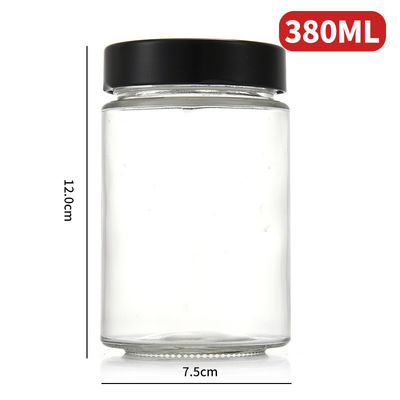 380ML Clear Glass Jars for Sauce Spice Kitchen Food Storage Wide-Mouth Glass Sealed Jar