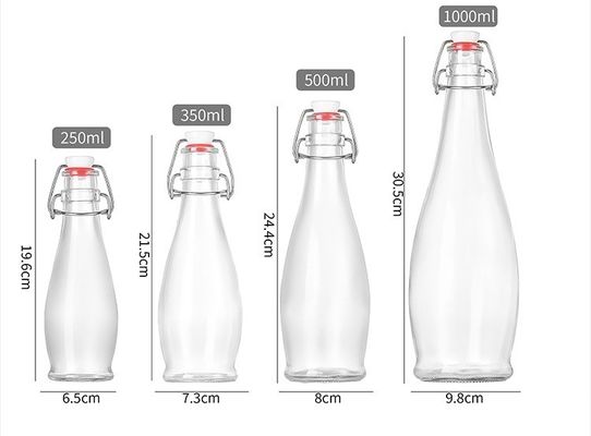 Airtight Rubber Seal Flip Caps Clear Swing Top Glass Bottles For Beverage