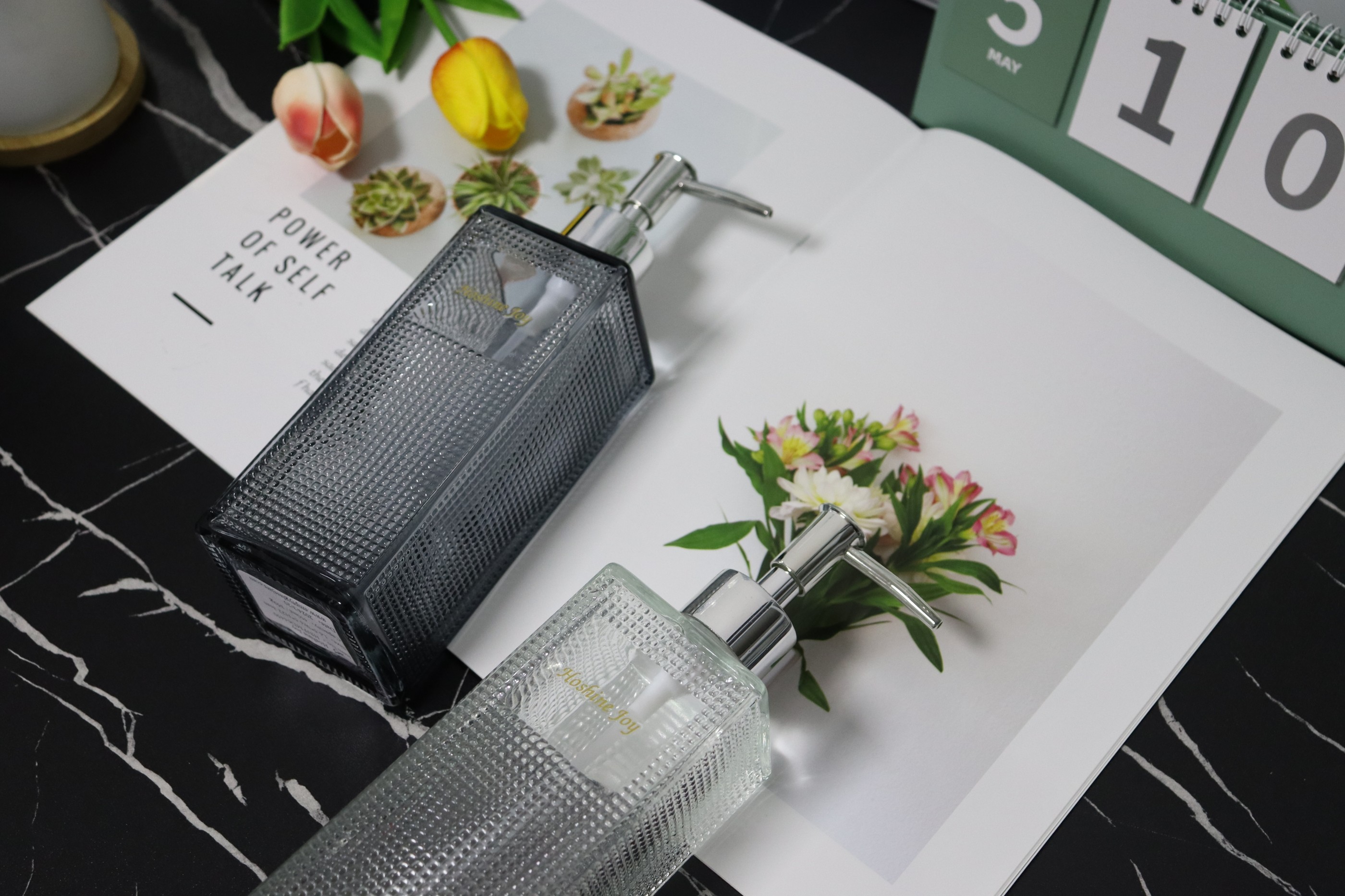 500Ml Capacity Transparent Glass Bottle For Soap Dispenser