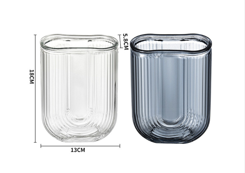 H18cm Modern Glass Vase Decor Flower Holder Centerpieces for Living Room Kitchen Office
