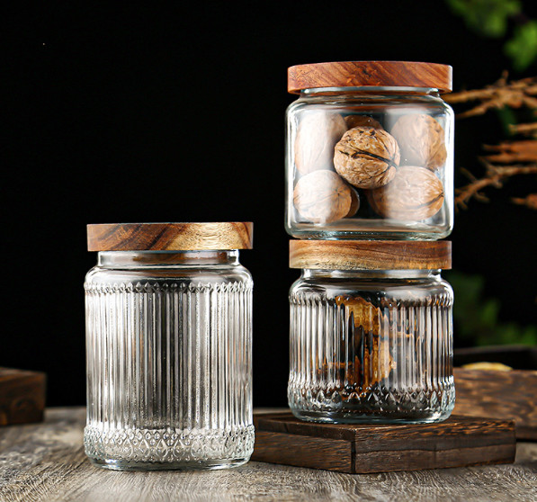 500ml Customizable Clear Transparent Glass Jars Logo Design Assistance Available Sample Provided
