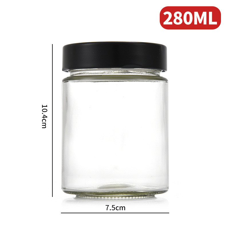 280ML Embellished Logo Crystal Clear Glass Jars Reusable Empty Jars for Food Storage