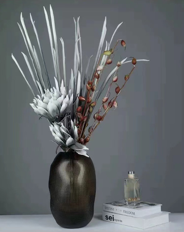 H26cm Modern Glass Vase Home Decor Transparent Elegant Flower Display