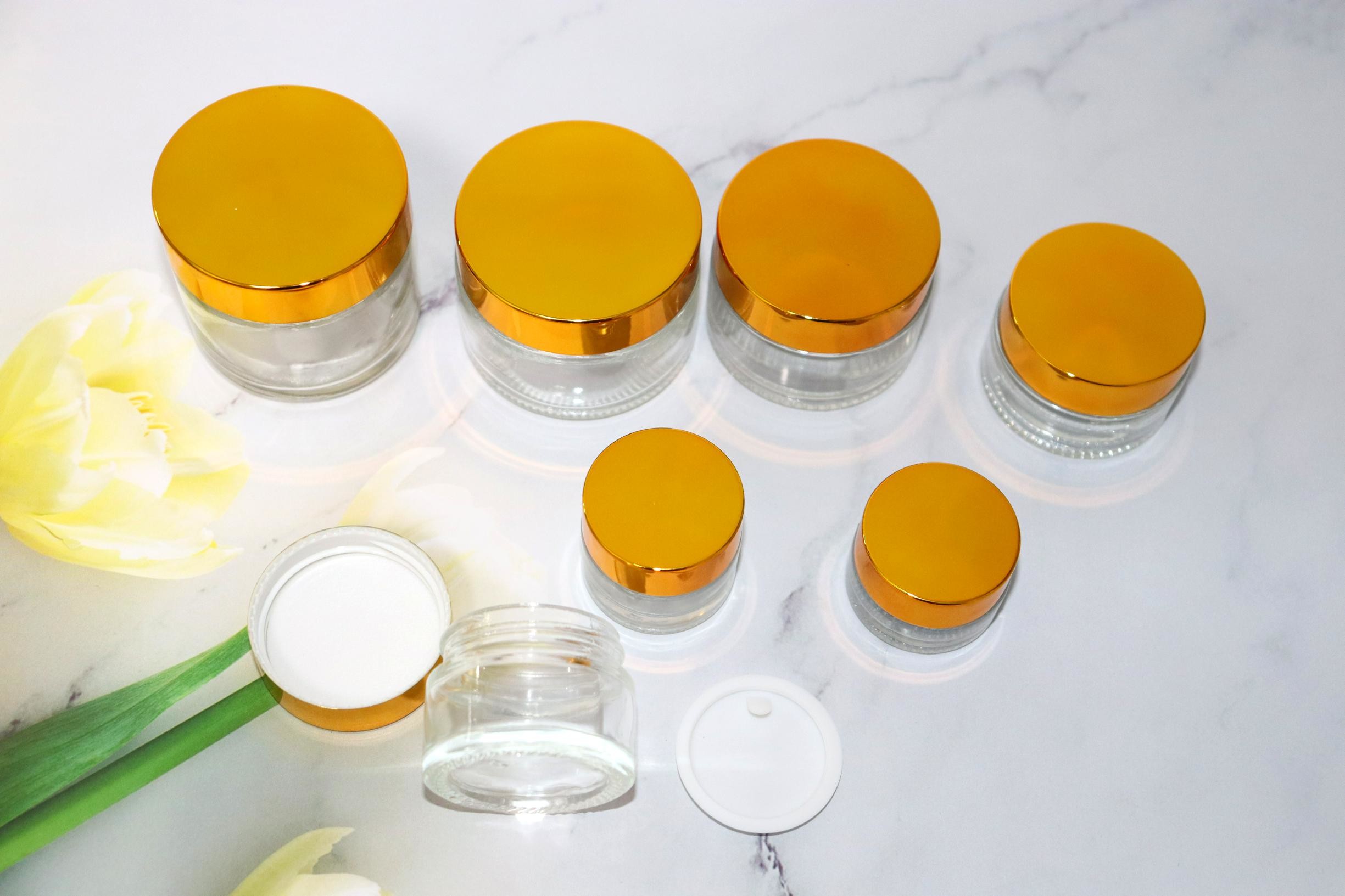 Screw Cap 60ML Transparent Glass Cosmetic Jars durable